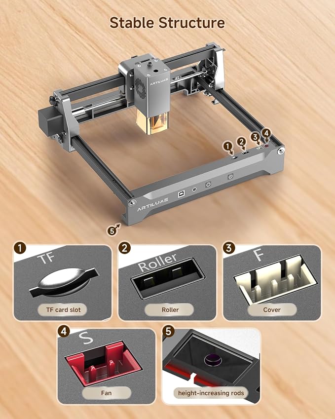 U1 Laser Engraver & Cutter Machine with 200x150mm Area,LightBurn Compatible,3000mW 0.01mm Precision for Wood Metal Acrylic Leather,with WiFi & APP, Ideal for DIY Crafts & Small Business
