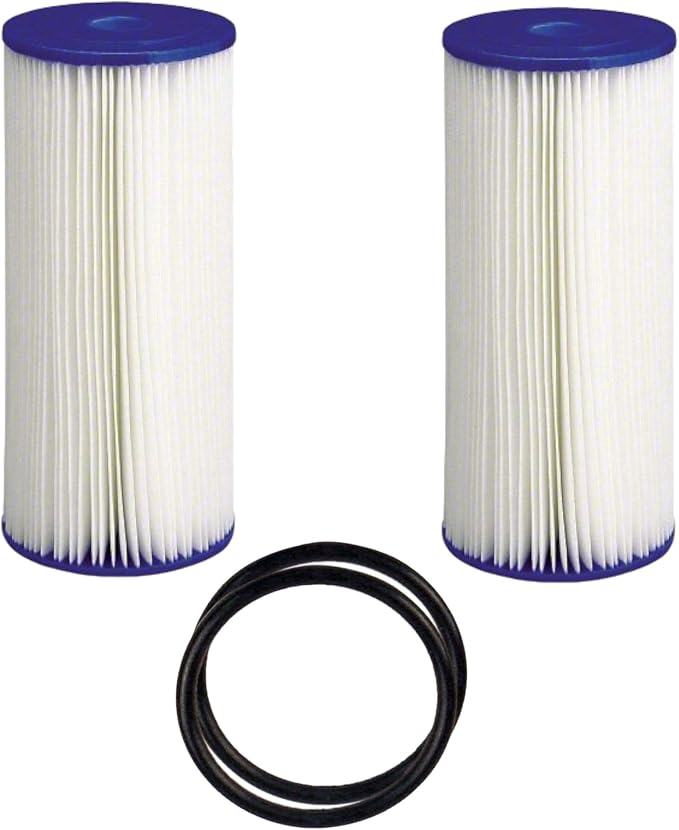 CFS – Pleated Water Filter Cartridges Compatible with FXHSC, R50-BBSA, R50-BB, WFHDC3001, W50PEHD, GXWH40L Models – Removes Bad Taste – Whole House Replacement Filter Cartridge (2 Pack + 2 O-Rings)