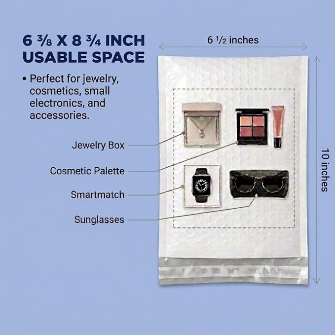 BOX USA Bubble Mailers 6-1/2" x 10" White (250-Pack) – Self-Seal Padded Envelopes with Bubble Lining, Poly Bubble Mailer Shipping Bags for Small Business, Ecommerce & Fulfillment Packaging