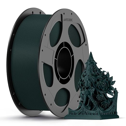 ANYCUBIC Carbon Fiber PLA Filament 1.75mm, PLA-CF Enhanced Rigidity 3D Printer Filament, Matte Texture, 1KG Reusable Spool, Jade Green