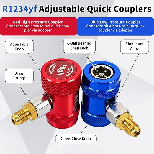 42036 Manifold Gauge Set, A2L Compatible, 3-1/8" (80mm) Anti Vibration Gauges, 60" Y/R/B Refrigerant Hoses, 1/4" Fittings, 2 Valve, for HVAC Test and Charging of R-32, R-454B, R-410A, R-1234yf