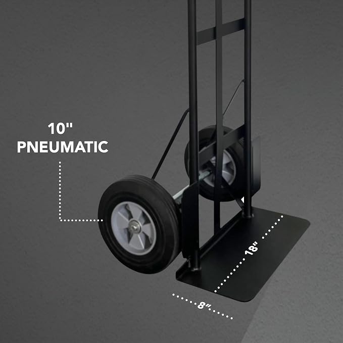 Olympia Tools 800 Lb Steel Hand Truck with D Handle and 10" Pneumatic Wheels for Home and Office Use