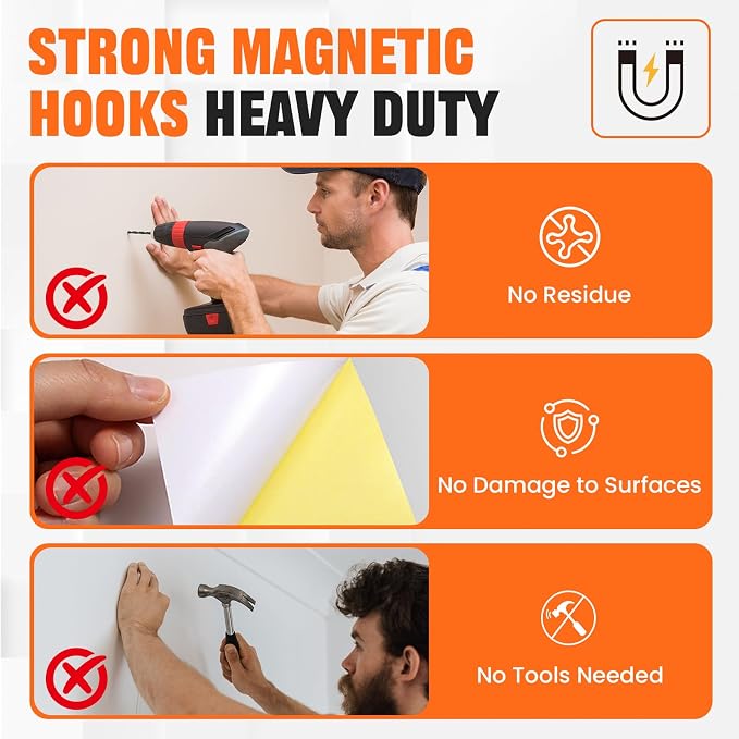 E BAVITE Magnetic Hooks 4 PCS 150lb Magnet Hook Cruise Cabins(Silver) | Essentials Heavy Duty Wreath Hanger Strong Magnets for Classroom Whiteboard Wreath Coat Hanging Garage Cruise Ship Camping