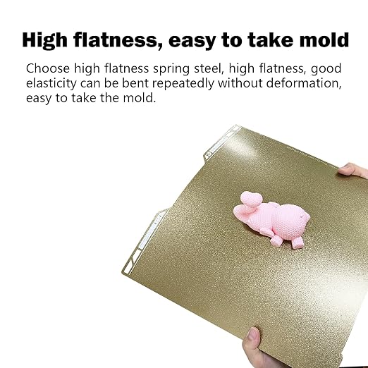 H2D/H2S Double Sided Textured Build Plate for Bambu Lab 3D Printer (Gold) | 355x346mm PEI Sheet, Spring Steel Flexible Platform, Glue-Free Printing Heated Bed, Strong Adhesion, Resists Warping