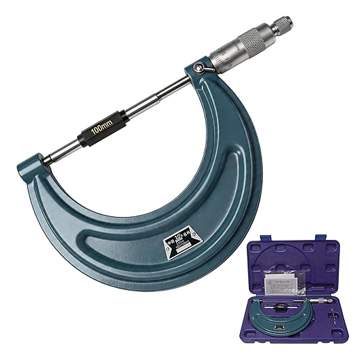 Outside Micrometer with One-Piece Spindle, 3.94-4.92" Machinist Micrometer, 0.00023" Accuracy Graduation Micrometer Set
