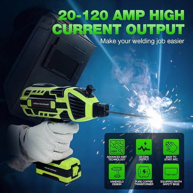 Handheld Welding Machine, 110V Portable Welder Handheld with IGBT Inverter 6 Variable Current Adjustment 20-120Amp Welding Output Portable ARC Welder Gun for 1/16"-1/8" Size Welding Rods