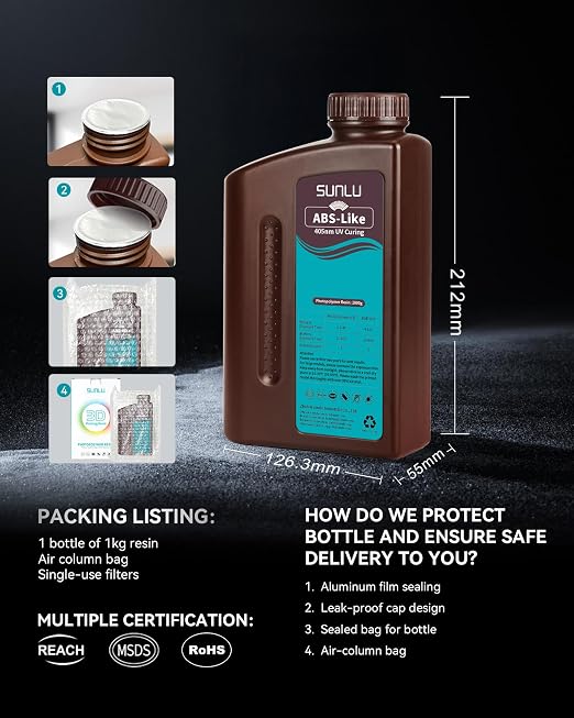 SUNLU Upgraded ABS Like Resin for 3D Printer, 405nm UV-Curing Resin LCD/DLP/SLA 3D Printers, 3D Printer Resin Fit Most Brand, Beige 1kg