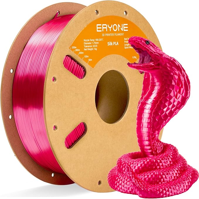 ERYONE Silk PLA Filament for 3D Printer, 1.75mm +/- 0.03mm, 1kg (2.1LBS)/Spool, Silk Metallic Fuchsia