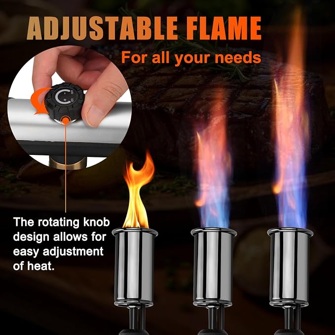 Torch Gun with One-Touch Max Fire, Flame Thrower with Safety Lock, Blow Torch Gun for BBQ, Grill, Charcoal Lighter, Cooking Flamethrower for Camping, Outdoors (Tank Not Included)