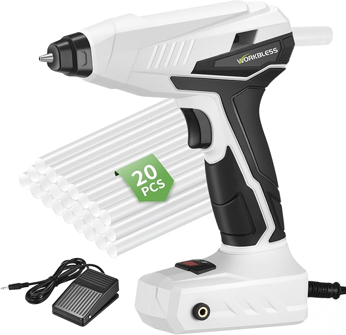 Hot Glue Gun: 100W Heavy and Duty Glue Gun - Hands Free Professional Hot Glue Gun with Foot Rest for Professional DIY & Industrial Use, Arts, Home Repair, 20PCS 0.28'' Glue Sticks