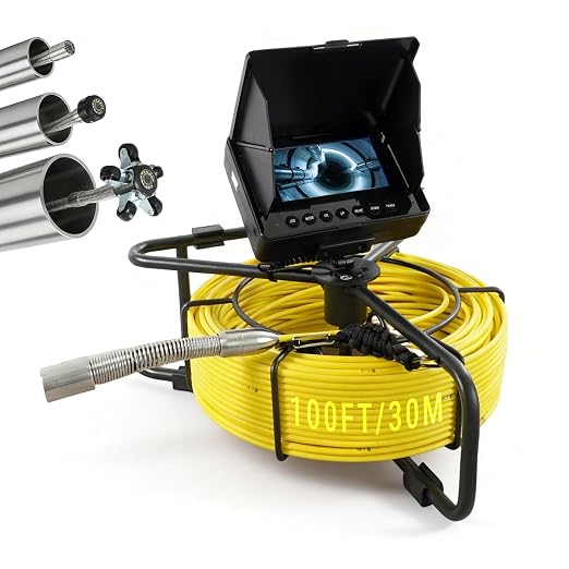 Sewer Camera, 100ft/30m, 4.3" Drain Camera with DVR Function, Snake Cable, Waterproof IP68 Borescope Camera with Light-12 LEDs & 32GB Card,Industrial Endoscope for Duct Pipe Home Inspection