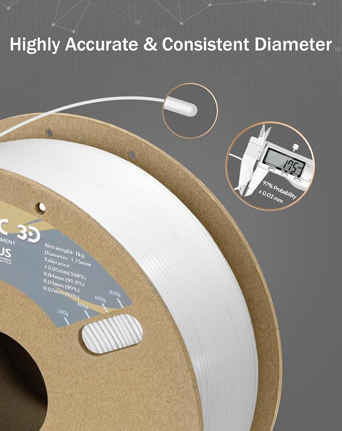 DURAMIC 3D PLA+ Printer Filament 1.75mm PLA Plus Neatly 2Kg Spools | PLA Pro Tougher and Stronger, Dimensional Accuracy Probability +/- 0.02mm 2Pack Black+White