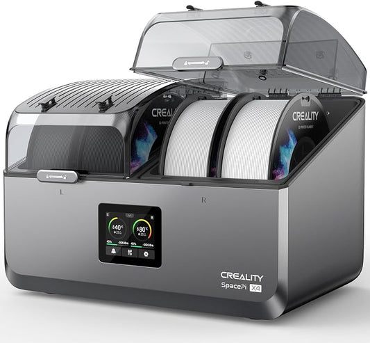 Creality Filament Dryer 4 Spools,Space Pi X4 Filament Storage Box: Dual Independent Heating Chambers Up to 85℃, Auto Silent Power Saving Storage and Active Dehumidification with 4kg PETG (Black/White)