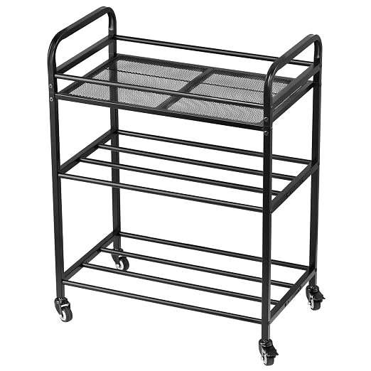 VEVOR 3D Printer Filament Storage Rack, 4 Tier Heavy Duty Storage Shelf, Rolling Filament Spool Holders Racks with Wheels, Filaments Organzied for 3D Printing Station, Office, Workshop (Shelf Only)