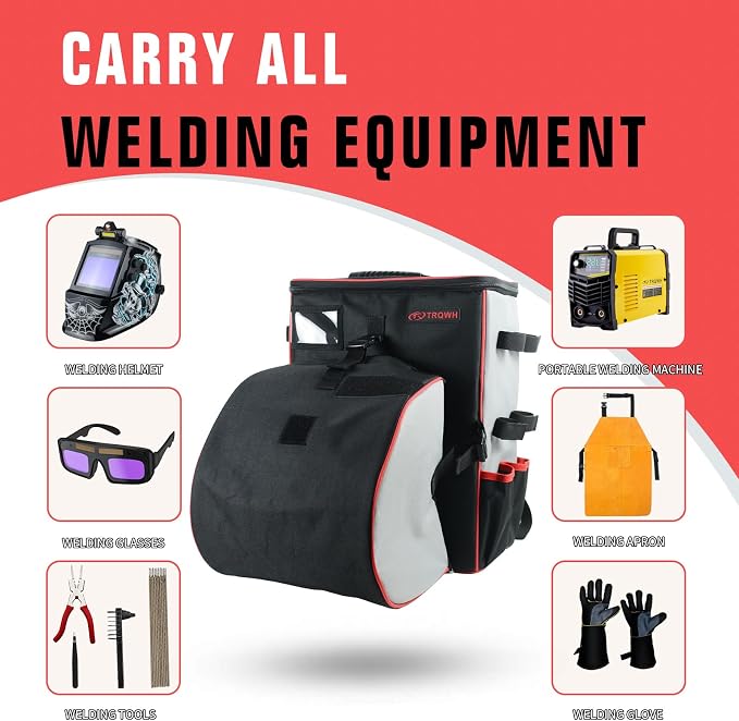 TRQWH Auto Darkening Welding Helmet Large Viewing True Color Solar Powered Welding Hood & Welding Backpack for Men Waterproof Reinforced Bottom Large Capacity