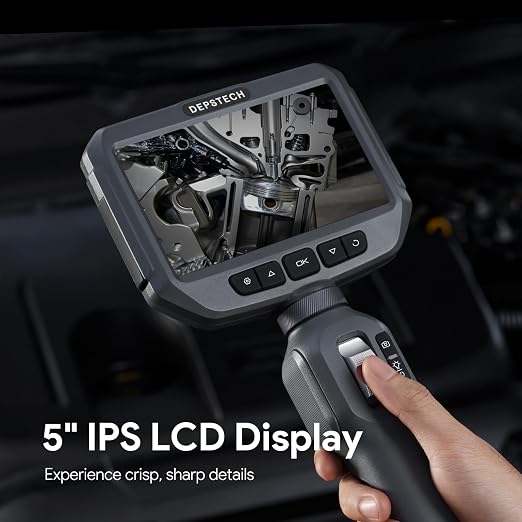 DEPSTECH Two-Way Articulating Borescope Camera with Light, Industrial Endoscope with Articulated Probe, Flexible Mechanic Snake Inspection Camera for Wall Automotive Engine Inspect-5FT