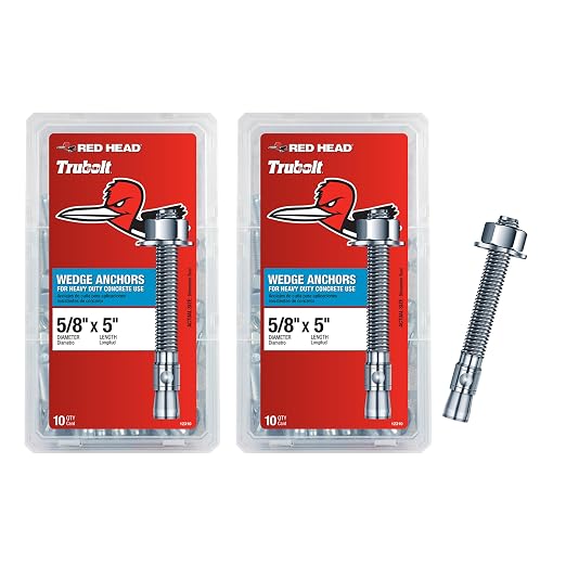 Red Head TruBolt 5/8 x 5 Wedge Concrete Anchors, 10 PCS (2-Pack)