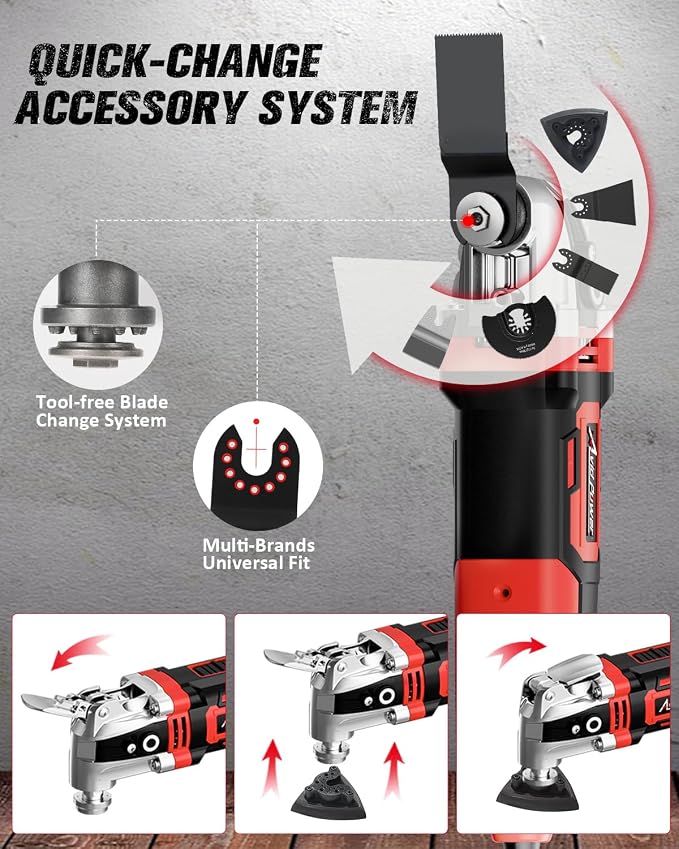 AVID POWER Oscillating Tool, 3.5-Amp Oscillating Multi Tool with 4.5° Oscillation Angle, 6 Variable Speeds and 11 pcs Saw Accessories, Auxiliary Handle