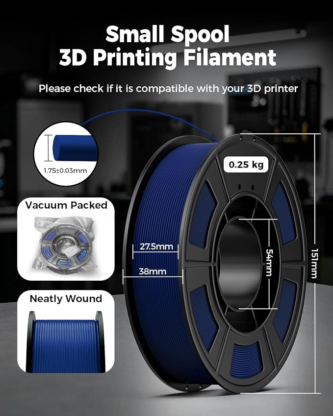 UJOY3D 8 Color Pack PETG Filament Bundle, 3D Printer Filament 1.75mm, Individually Vacuum Packed, 0.25kg Spool, 8 Pack, Total 2kg (Black+Jade White+Grey+Red+Cobalt Blue+Christmas Green+Orange+Yellow)
