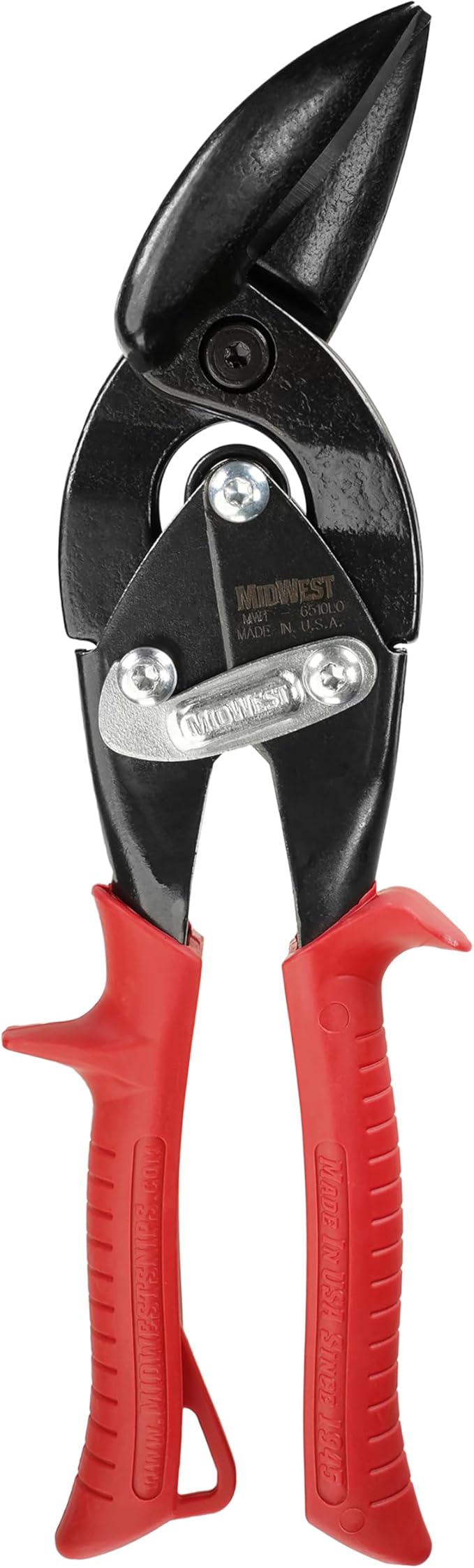 MIDWEST Blackout Series Aviation Snip - Left Cut Offset Tinner Shears, Made in the USA - MWT-6510LO