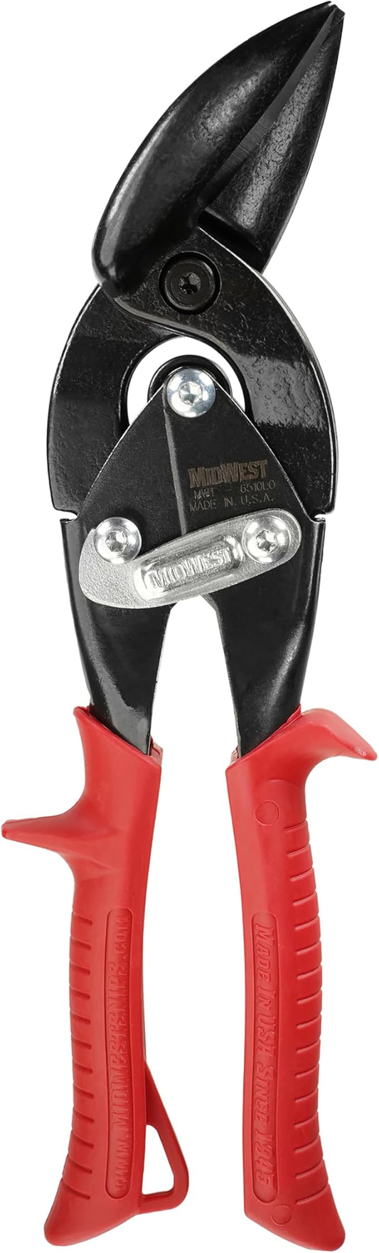 MIDWEST Blackout Series Aviation Snip - Left Cut Offset Tinner Shears, Made in the USA - MWT-6510LO