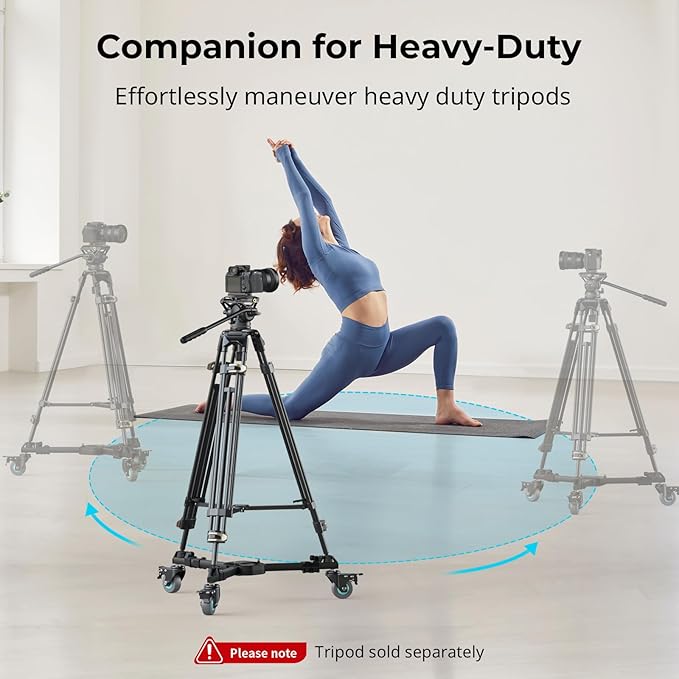 SmallRig Quick-Lock Photography Heavy Duty Tripod Dolly, Heavy Duty with 3" Rubber Wheels, Adjustable Legs, Handle & Carry Bag, 44.1lbs Capacity Tripod Wheels for Filming and Photography