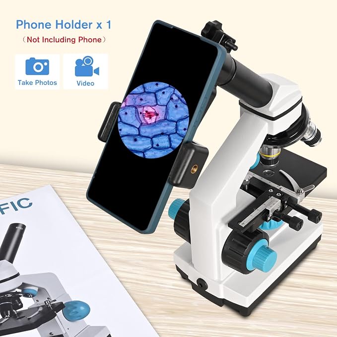 HSL 40X-2000X Monocular Compound Microscope Kit for Students Adults,Dual LED Powerful Biological Microscopes Set for Laboratory School Education Science Beginner 1000x 2000x