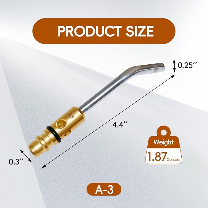 A3 A5 A8 Air Acetylene Torch Tip Kit, 3/16" 1/4" 5/16" Tip Size for PLF-A5/G-4 Handles, Air Acetylene Tip with Flint Striker, Light/Medium Duty Air Acetylene Swirl Quick Connector Flame Tip