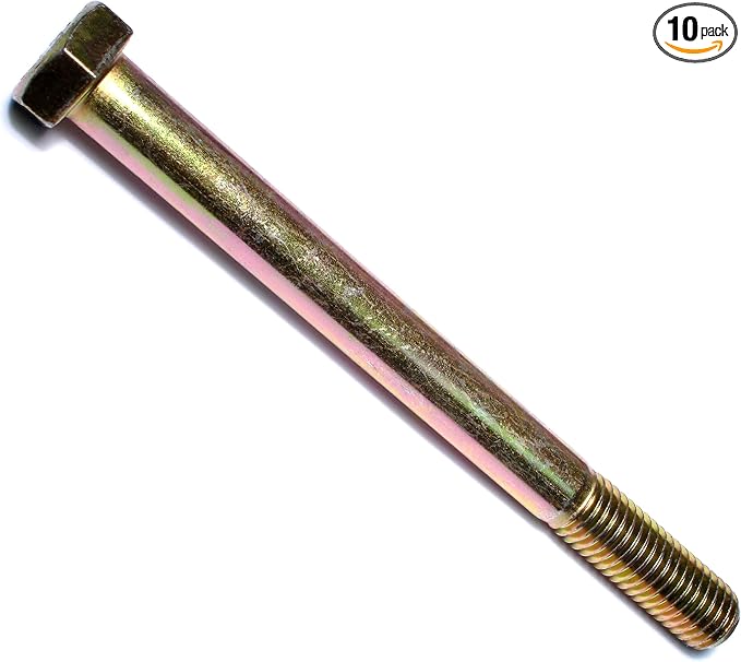 Hard-to-Find Fastener Grade 8 Hex Cap Coarse Large Bolts, Bulk Pack, Steel Hex Bolts for Construction, Home Improvement, 5/8-11 x 7, Pack of 10