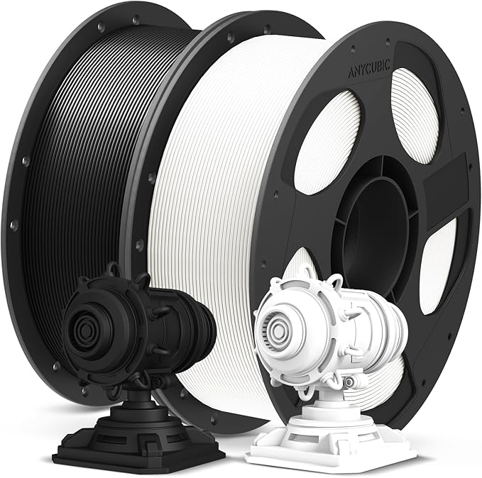 ANYCUBIC PLA Plus (PLA+), 3D Printer Filament 1.75mm Bundle, High Toughness, Dimensional Accuracy +/- 0.02mm, Print with Most FDM 3D Printers, 1KG Reusable Spool, 2kg, Black + White