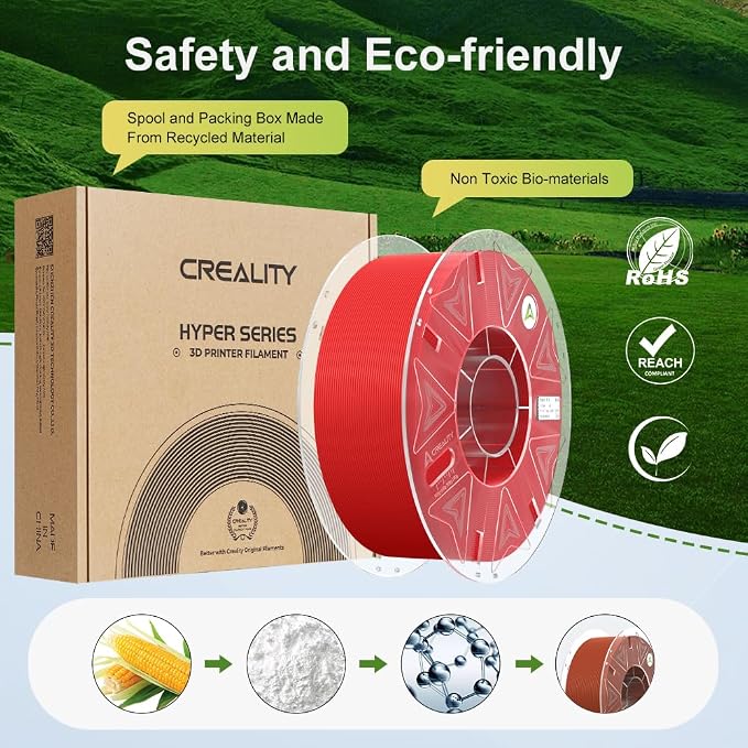 Creality Hyper PLA Filament 1.75mm, RFID 3D Printer Filament for High Speed 30-600mm/s, PLA Filament Support CFS, Fits for K2 Plus Combo and Most 3D Printers 1kg(2.2lbs)/Spool