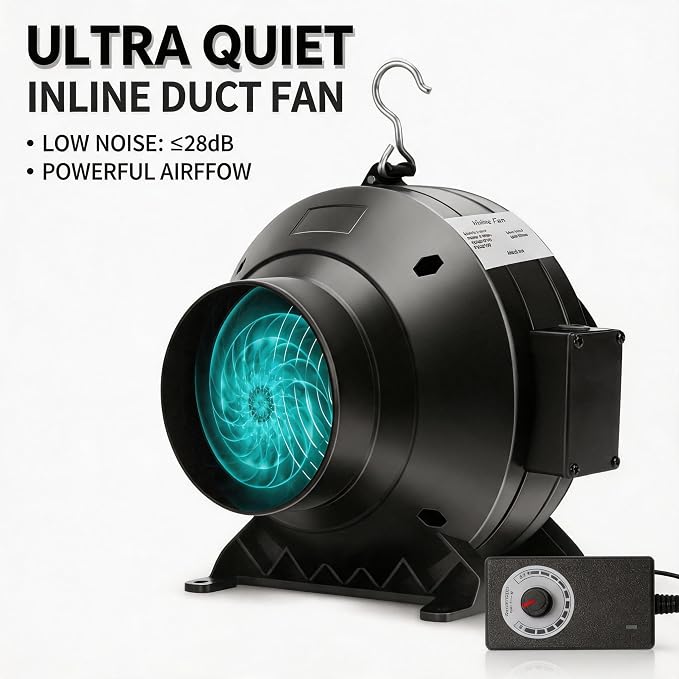ATOUR 4" Air Filtration Kit: 4 Inch Inline Duct Fan with Speed Controller, 11.8" High Carbon Filter, 8 Ft Ducting & Rubber Coupler, Ventilation System for Grow Tents, Hydroponics