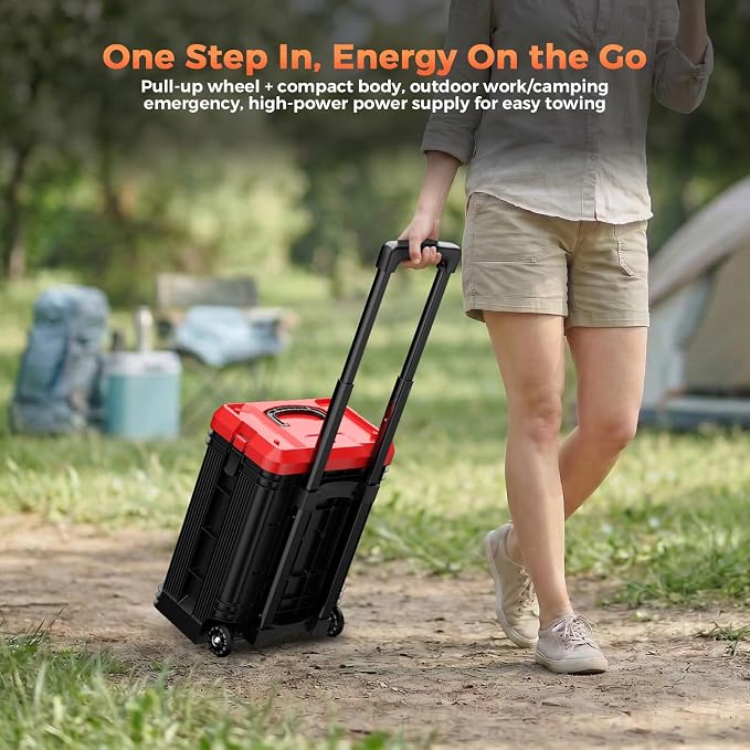 Portable Misting Fan with Wheels, 2-in-1 Rolling Mist Fan with Large Water Tank, 30000mAh Rechargeable Battery Operated Cooling Station with Remote for Golf Cart, Patio, Camping, Outside & Travel