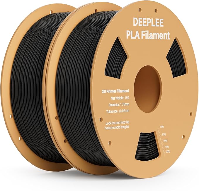 PLA 1.75mm 3D Printer Filament, Dimensional Accuracy +/- 0.02mm, Neatly Wound, No Clogging, Vacuum Package, Fits for Most FDM 3D Printers, Cardboard Spool 2kg Black