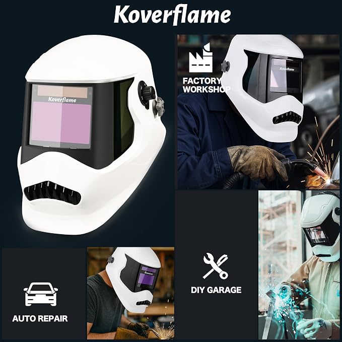 Auto Darkening Welding Helmet: ANSI Z87.1 Certified - True Color Lens - Built for MIG TIG Stick Pros
