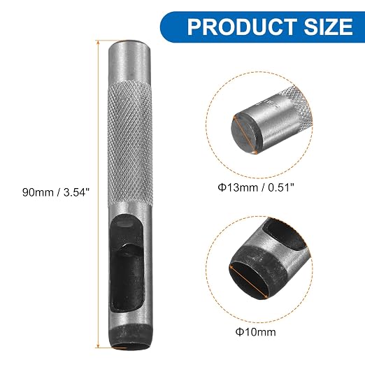 HARFINGTON 2pcs Leather Round Hole Punch, 10mm Hollow Hole Puncher Cutter Carbon Steel Circle Hole Punching Cutting Tool for Belt/DIY Leather Craft
