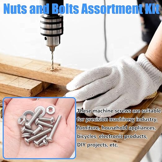 Nuts and Bolts Assortment Kit, 304 Stainless Steel Bolts 8 Sizes #6-32#8-32#10-24 Phillips Pan Head Machine Screws, Assorted Bolts, Nuts and Washers Kit (237PCS)