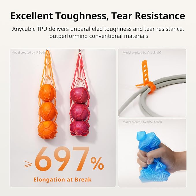 ANYCUBIC TPU Filament 1.75mm, 95A Soft Flexible 3D Printer Filament, Dimensional Accuracy +/- 0.03mm, Print with Most FDM 3D Printers, Milky White