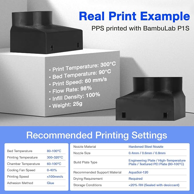 YXPOLYER PPS Filament 1kg 1.75mm Heat Resistance to 180°C, Engineering-Grade 3D Printier Filament Easy Printing