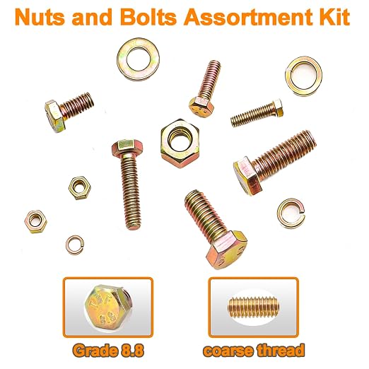 1480pcs Metric Nuts and Bolts Assortment Kit, M4 M5 M6 M8 Bolt Assortment, Grade 8.8 Alloy Steel with Yellow Zinc Plated, Length from 12-30mm