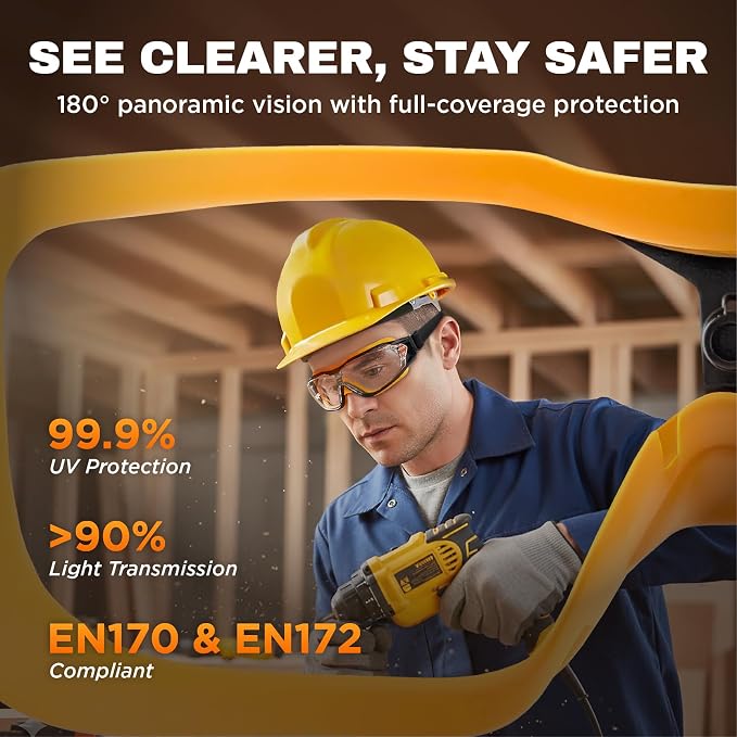 SPEXTRA Safety Goggles Anti-Fog Clear Lens, ANSI Z87.1 Impact Resistance, Non OTG, Lab Chemistry Goggles