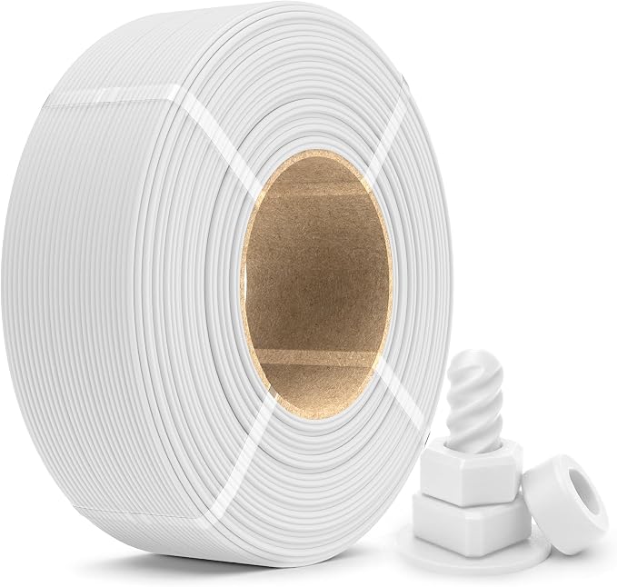 SUNLU PETG Filament Refill 1.75mm 1KG, High Speed 3D Printer Filament Refill, No-Spool Matte PETG Refill for Reusable Spools Compatible with Bambu Labs Filament Printer, 1KG/Roll (Matte White)