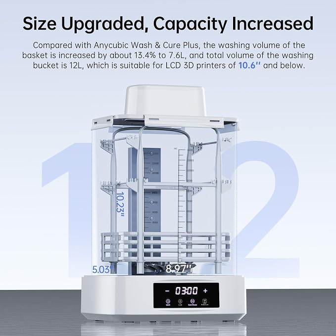 ANYCUBIC Wash and Cure 3 Plus Station, Size-Upgrade Wash Cure Machine with Gooseneck Lights, Dual-Layer Design and IPA Saving, for Anycubic Photon Mono M5 Saturn LCD/SLA/DLP 3D Printer