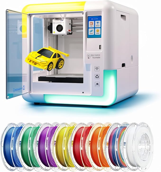 AOSEED 3D Printer for Kids & Beginners, AI-Powered Toy Maker with Leveling-Free Design, 400mm/s Speed, 17+ Design Modules, 8 PLA Filaments, Enclosed Mini 3D Printer for Home & School, X-Maker AI+