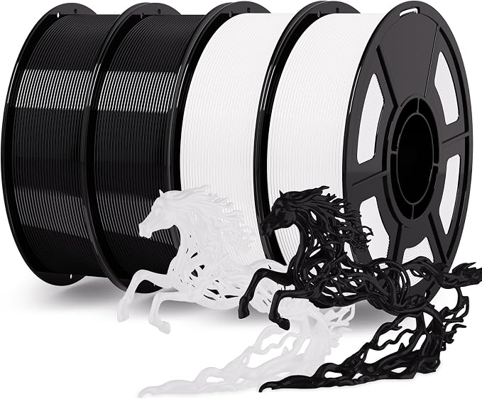 IEMAI PETG Filament 1.75mm Bundle 4KG Black and White, 3D Printer Filament 30-300mm/s Printing Compatible with Bambu Lab, AMS, AMS Lite, Dimensional Accuracy +/- 0.02mm