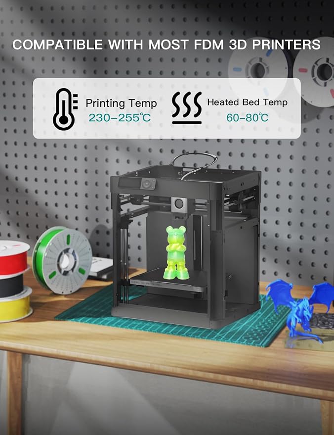 PINBALL PETG 3D Printer Filament 1.75mm High Precision Durable Moisture-Proof Strong Filament Mith Better Flow Dimensional Accuracy +/- 0.02mm 4 Kilograms Glass Blue， Lime， Dreamland， Liuli Red