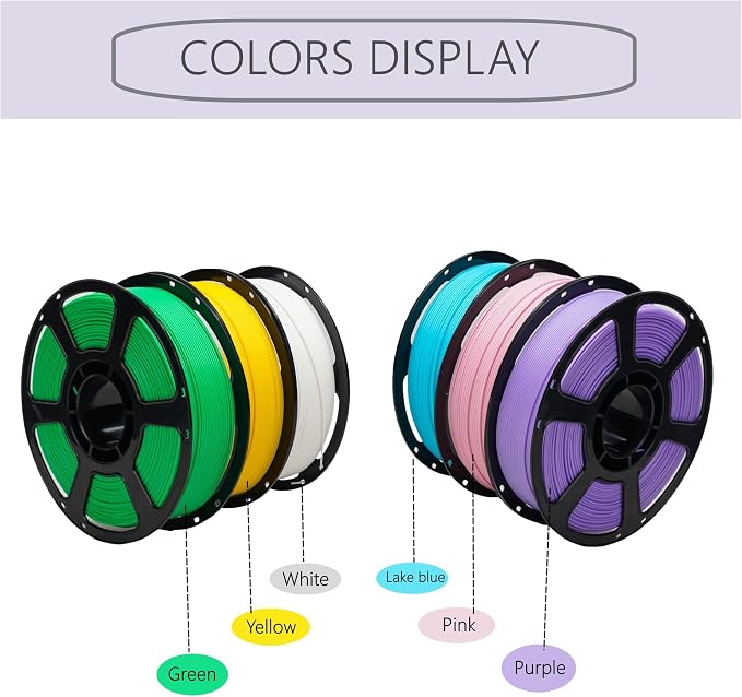 PLA+ Filament 1.75mm Bundle 6KG, 3D Printer PLA Plus Filament Set, Dimensional Accuracy +/- 0.02mm, Individually Vacuum Packed, PLA Pro 3D Printing Filament Pack, 6 Spools 1KG Each
