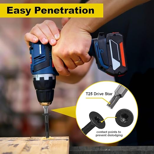 FMhotu #14 x 2-3/4" Trailer Deck Screws, Self-Tapping Sheet Wood Metal Screw, 181Pcs T25 Star Bits Reamer Tek Screws for Trailers, for Attaching Wood to Steel(Black)
