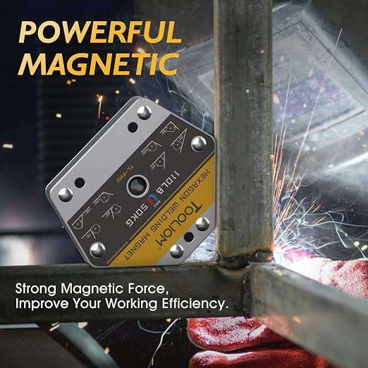 TOOLIOM Hexagon Welding Magnets Multi-Angle Strong Magnetic Welding Holder 110LB 2PCS Pull Force Holding Power Welding Accessories