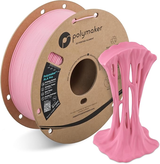 Polymaker PLA Pro 3D Printing Filament Pink 1.75mm 1KG, High-Impact Tough PLA, Fast Printing up to 300mm/s, High Speed New Formula, Easy to Print on Most FDM Printers, No Enclosure Required